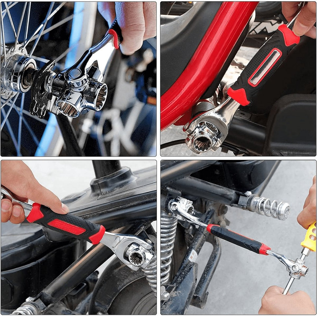 52-in-1 Socket Wrench - Adjustable Wrench - Universal Stainless Steel Wrench - Multifunctional Wrench - With 360 Degree Rotating Head - Suitable for Home, Bicycle and Car Repairs