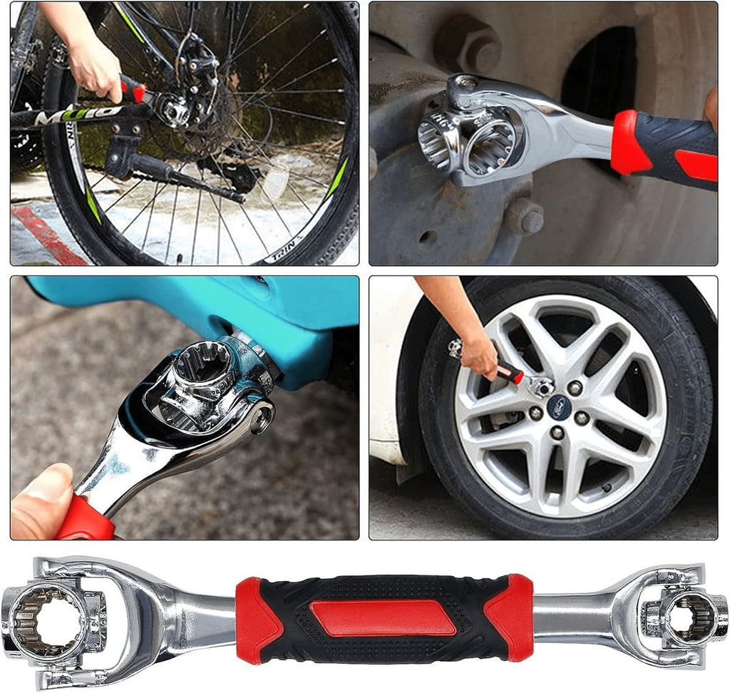 52-in-1 Socket Wrench - Adjustable Wrench - Universal Stainless Steel Wrench - Multifunctional Wrench - With 360 Degree Rotating Head - Suitable for Home, Bicycle and Car Repairs