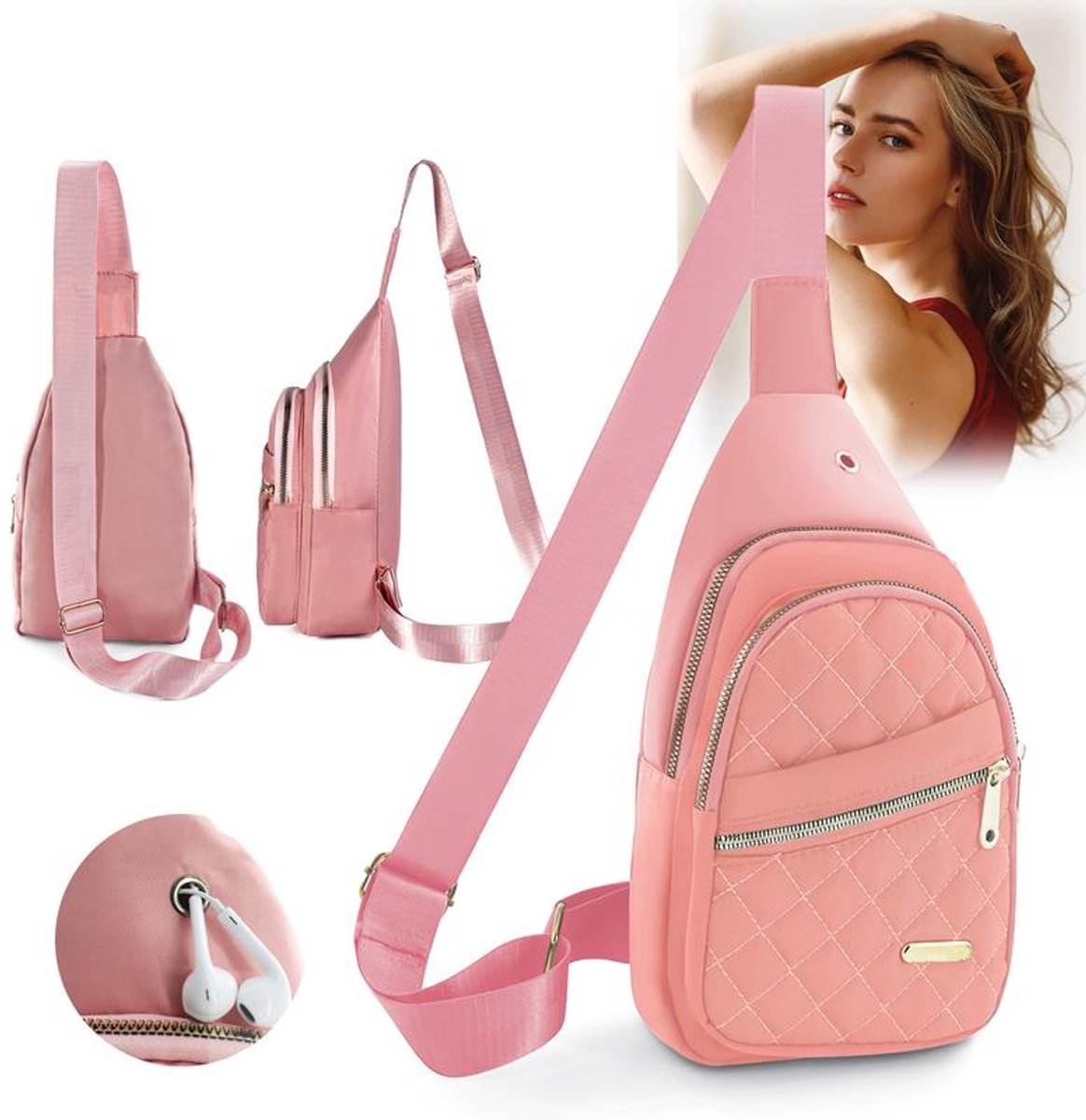 Unisex Shoulder Bag - 5 Storage Pockets & Cable Grommet - Women's Crossbody Bag - Men's Crossbody Bag - Crossbody Bags - Sling Bag - Adjustable Carrying Style (Cross/Shoulder/Chest) - Red