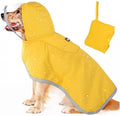 Dog Raincoat - Adjustable - Transparent Hood - Double Layer Dog Raincoat - Reflective Stripes - Storage Compartment - Dog Poncho - Size Large