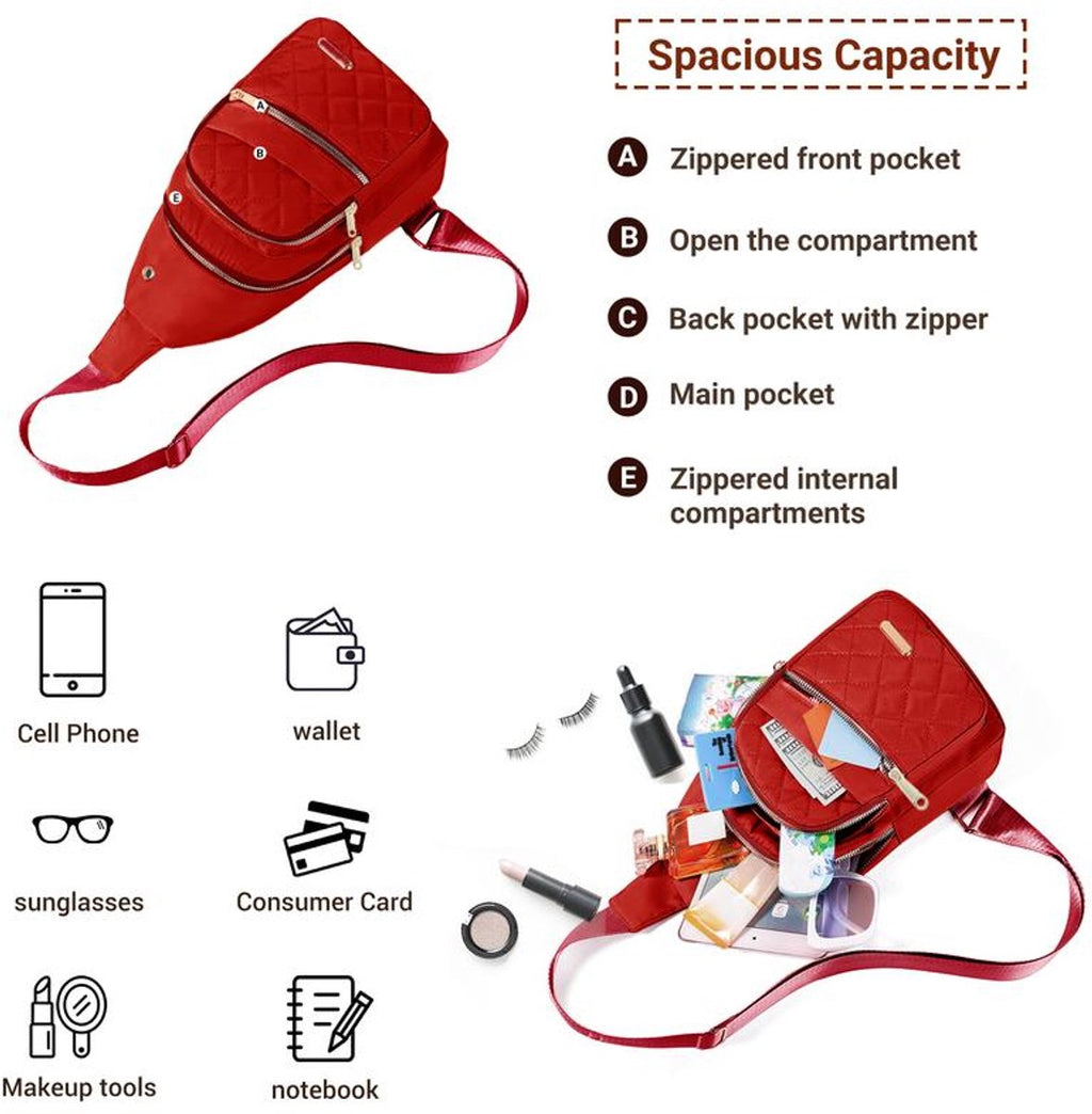Unisex Shoulder Bag - 5 Storage Pockets & Cable Grommet - Crossbody Bag Women - Crossbody Bag Men - Crossbody Bags - Sling Bag - Adjustable Carrying Style (Cross/Shoulder/Chest) - Beige