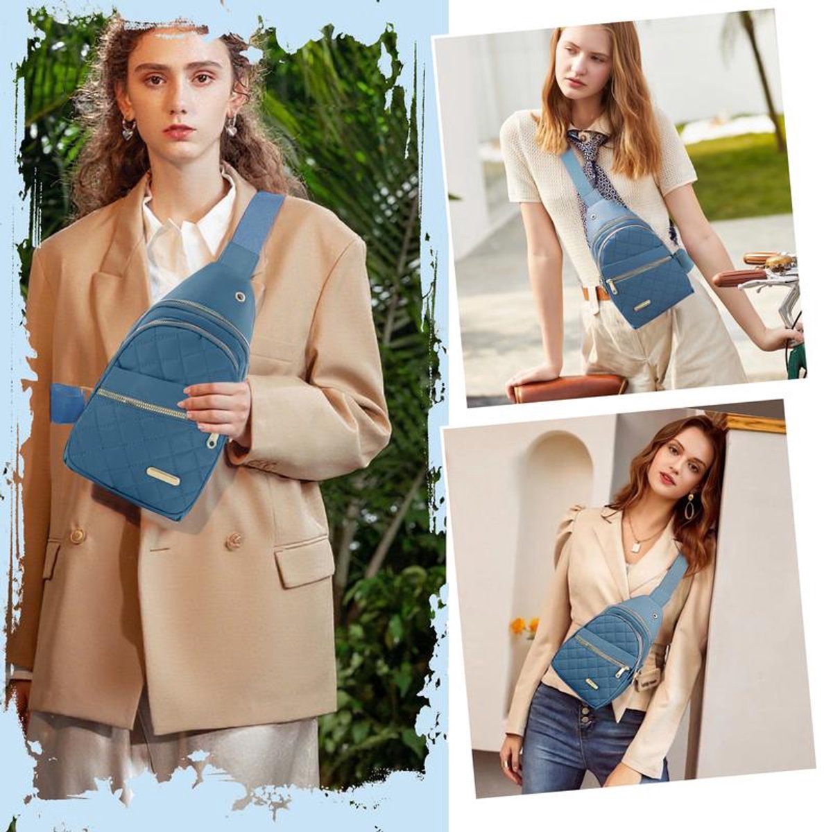 Unisex Shoulder Bag - 5 Storage Pockets & Cable Grommet - Crossbody Bag Women - Crossbody Bag Men - Crossbody Bags - Sling Bag - Adjustable Carrying Style (Cross/Shoulder/Chest) - Beige