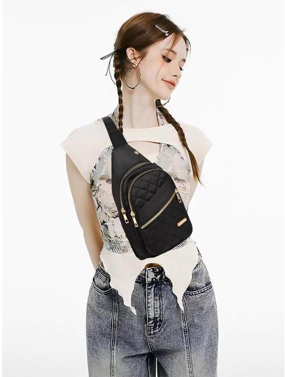 Unisex Shoulder Bag - 5 Storage Pockets & Cable Grommet - Women's Crossbody Bag - Men's Crossbody Bag - Crossbody Bags - Sling Bag - Adjustable Carrying Style (Cross/Shoulder/Chest) - White