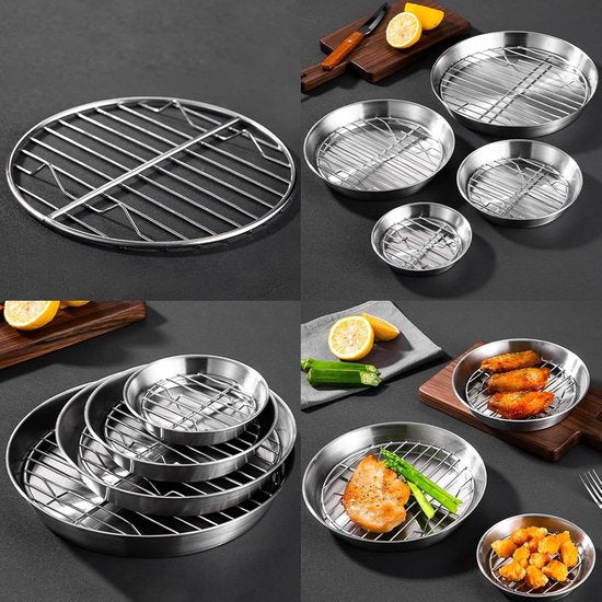 Baking tray for air fryer - Air fryer baking pan - Air fryer accessories - Baking tray with rack - Made of 304 stainless steel - 20 cm