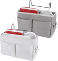 Bedside Organizer - Waterproof Canvas Bedside Organizer - Hanging Bedside Basket - For Home, Office & School Bedside Tables (Gray, White)