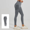 Slim Fit Sports Pants - High Waist Yoga Pants with Side Pockets - Soft and Stretchy Blended Fabric, Breathable and Comfortable - Skinny Fit with Elastic Waist - Suitable for Yoga, Fitness, Walking and Daily Use (Gray, Size L)