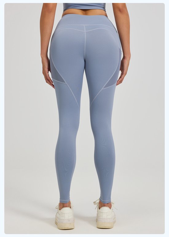 Slim Fit Sports Pants - High Waist Yoga Pants with Side Pockets - Soft and Stretchy Blended Fabric, Breathable and Comfortable - Skinny Fit with Elastic Waist - Suitable for Yoga, Fitness, Walking and Daily Use (Light Blue, Size L)
