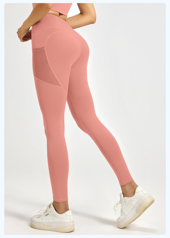 Slim Fit Sports Pants - High Waist Yoga Pants with Side Pockets - Soft and Stretchy Blended Fabric, Breathable and Comfortable - Skinny Fit with Elastic Waist - Suitable for Yoga, Fitness, Walking and Daily Use (Light Pink, Size L)