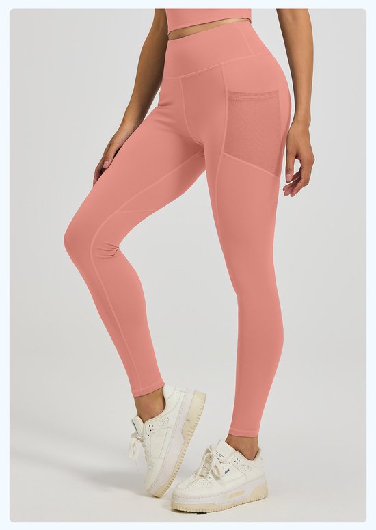 Slim Fit Sports Pants - High Waist Yoga Pants with Side Pockets - Soft and Stretchy Blended Fabric, Breathable and Comfortable - Skinny Fit with Elastic Waist - Suitable for Yoga, Fitness, Walking and Daily Use (Light Pink, Size L)