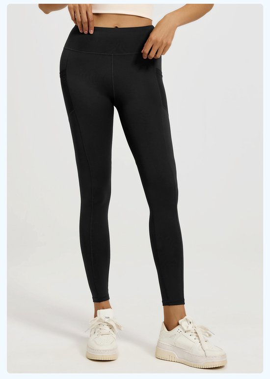 Slim Fit Sports Pants - High Waist Yoga Pants with Side Pockets - Soft and Stretchy Blended Fabric, Breathable and Comfortable - Skinny Fit with Elastic Waist - Suitable for Yoga, Fitness, Walking and Daily Use (Black, Size L)