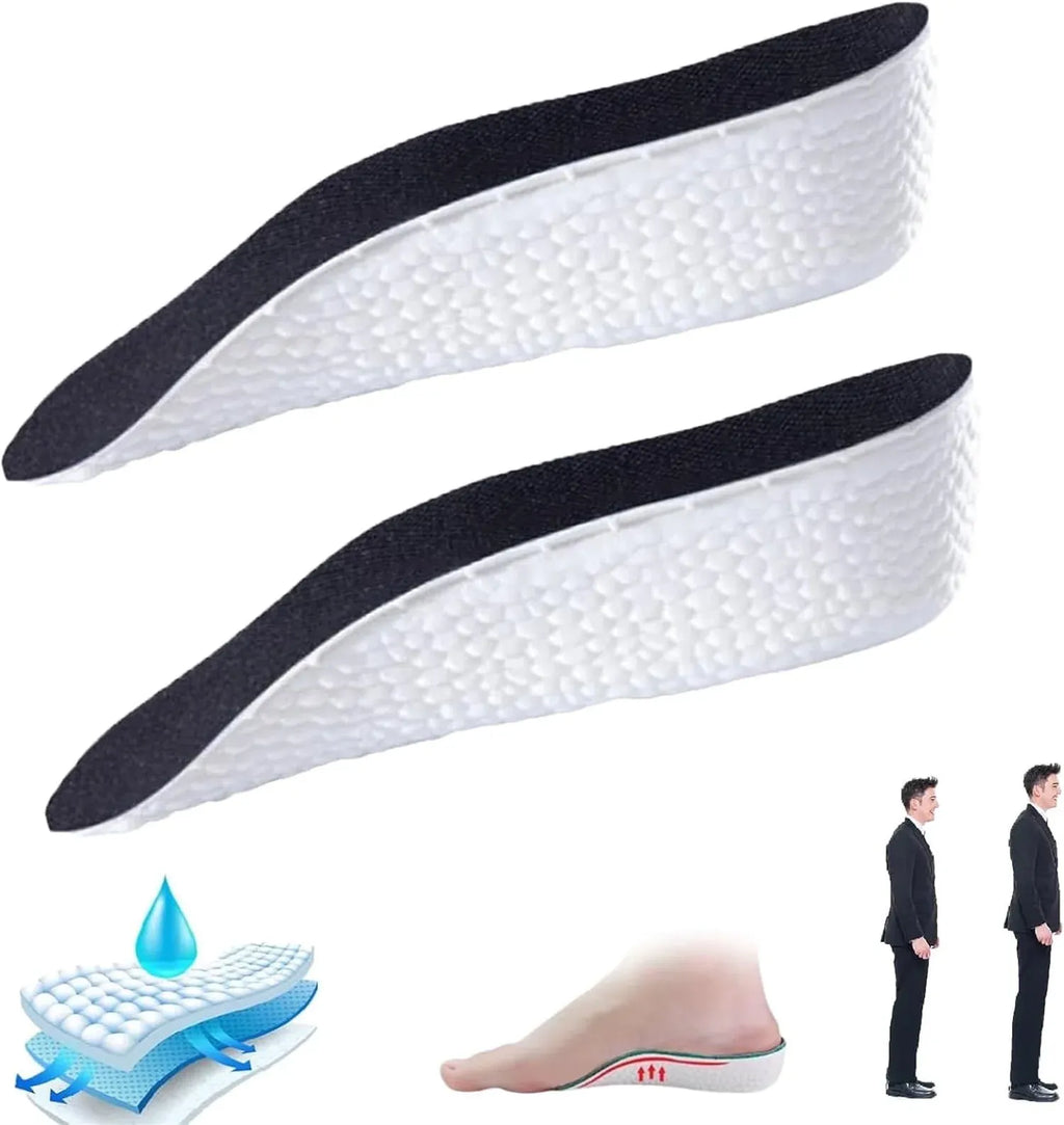 Orthopedic Height Increase Insoles with 1 Inch Lift, Arch Support Heel Cushion for Daily Wear, Black, Practical Everyday Use