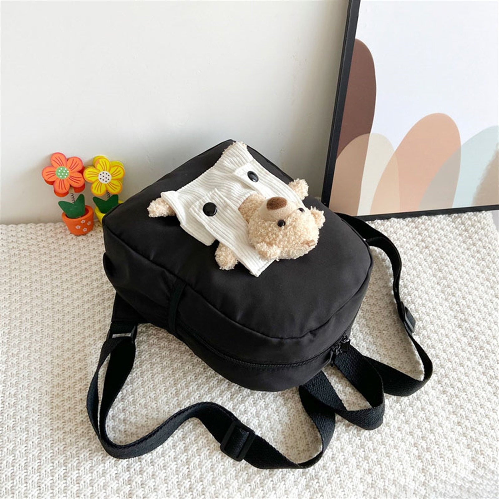 1 Pcs Travel Backpack,Cute Custom BookBag with Detachable Bear,Travel Backapck for Women/Men Casual Laptop Bookbag,Large Capacity Backpack for Birthday Gift,Christmas Gift,8.6x11 in(Green) Black