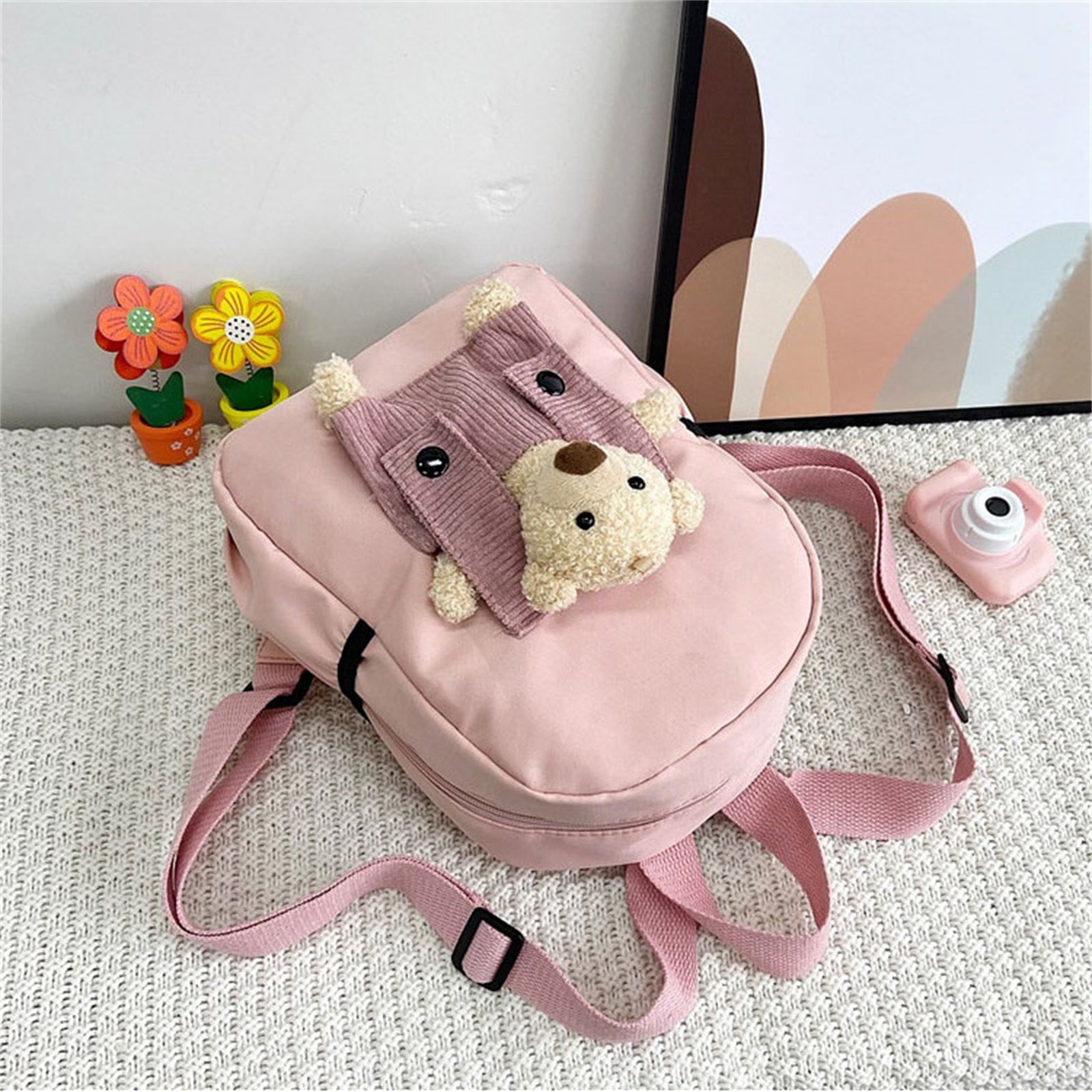 1 Pcs Travel Backpack,Cute Custom BookBag with Detachable Bear,Travel Backapck for Women/Men Casual Laptop Bookbag,Large Capacity Backpack for Birthday Gift,Christmas Gift,8.6x11 in(Green) Pink