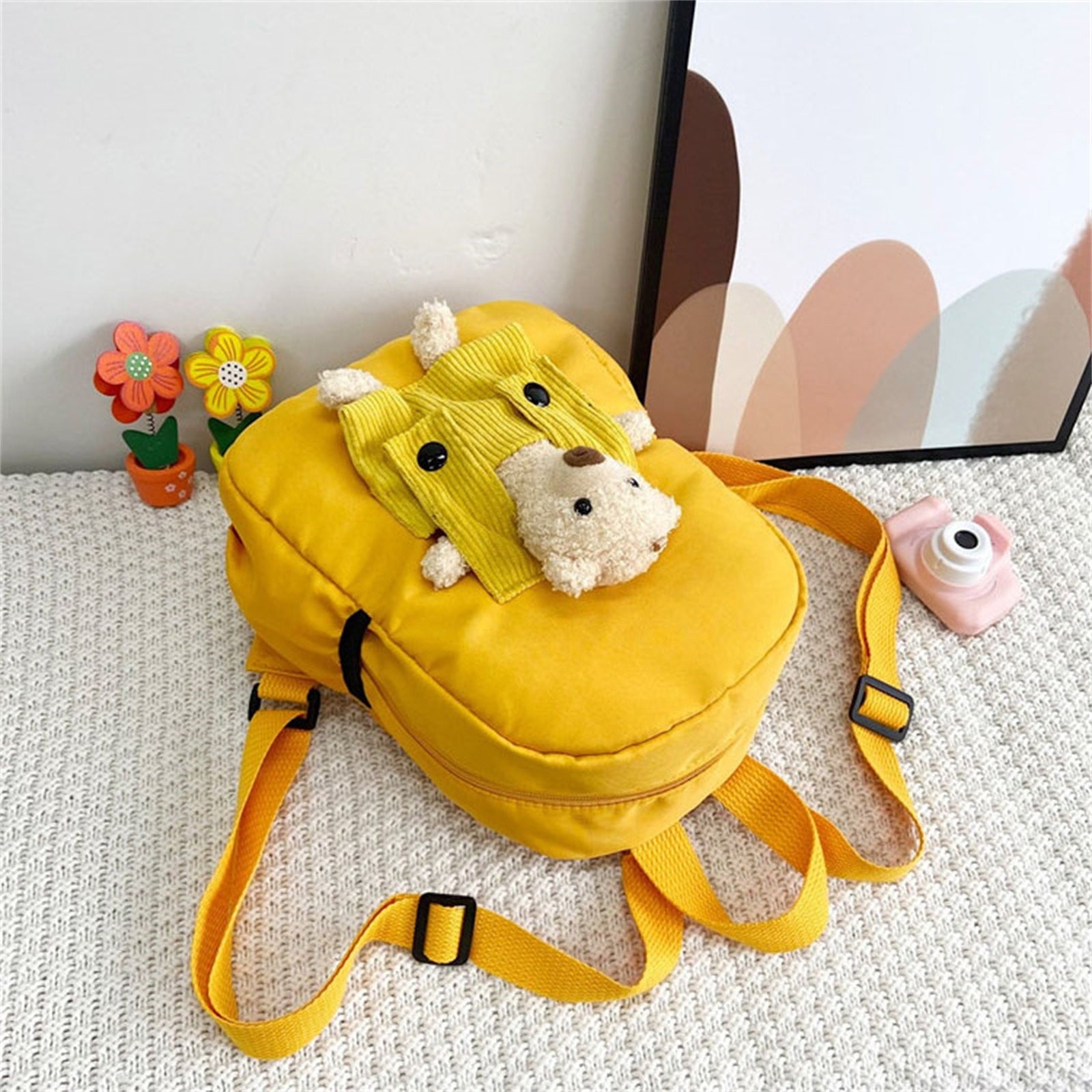 1 Pcs Travel Backpack,Cute Custom BookBag with Detachable Bear,Travel Backapck for Women/Men Casual Laptop Bookbag,Large Capacity Backpack for Birthday Gift,Christmas Gift,8.6x11 in(Green) Yellow