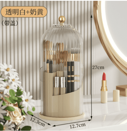 Concealed Toothbrush Holder,Toothbrush Holders for Bathrooms,360 Rotating Waterproof Dustproof Toothpaste Holders with Sliding Lid,for Vanity Makeup Brushes Holder,Pen Holder Storage (C) A