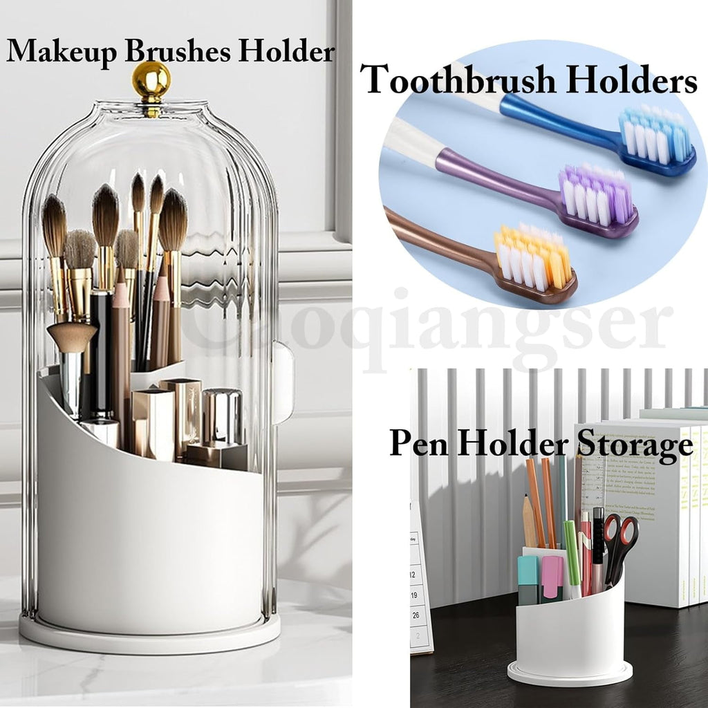 Concealed Toothbrush Holder,Toothbrush Holders for Bathrooms,360 Rotating Waterproof Dustproof Toothpaste Holders with Sliding Lid,for Vanity Makeup Brushes Holder,Pen Holder Storage (C) B