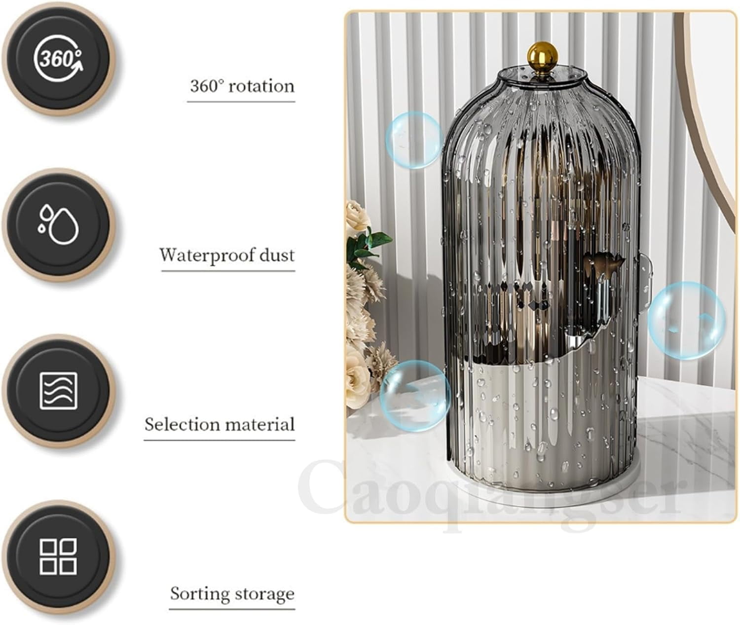 Concealed Toothbrush Holder,Toothbrush Holders for Bathrooms,360 Rotating Waterproof Dustproof Toothpaste Holders with Sliding Lid,for Vanity Makeup Brushes Holder,Pen Holder Storage (C) B