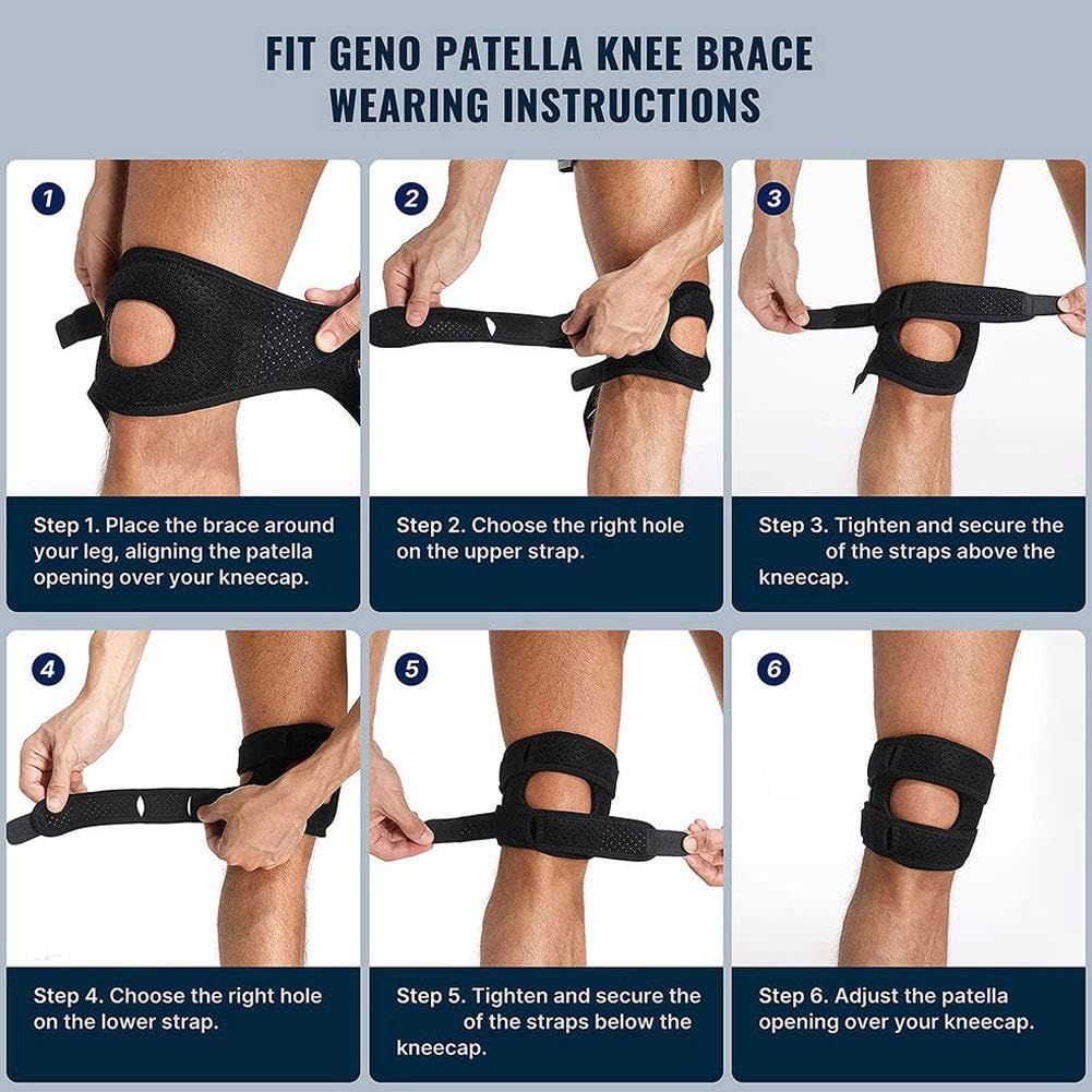 Knee Brace,With Padding,2 PCS Knee Brace for Women Men ,Pain Relief Adjustable Patellar Tendon Support Sleeves Brace Knee Joint Strap for Hiking,Tennis,Running,Football,Injury Recover(Black,S/M)