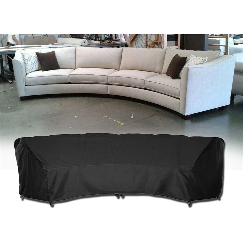Outdoor Sectional Sofa Cover Waterproof Curved Patio Furniture Covers for Deck, Lawn and Backyard, 228x116x86cm, Black