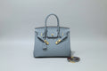 2025- Euro-american Elegant Crocodile Leather Handbag Bag - Birkin 30,blue-white ,palladium Hardware