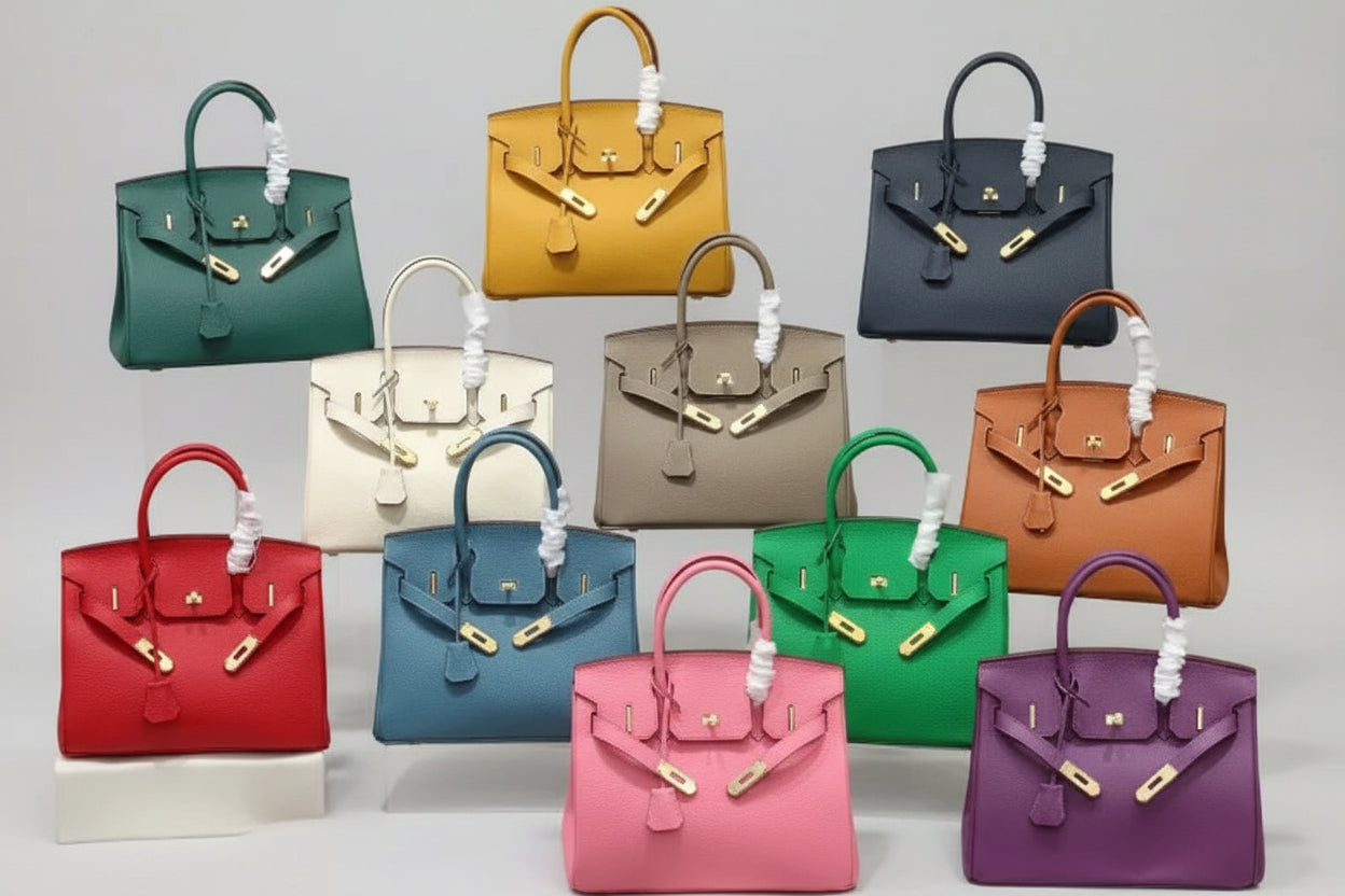 2025- Euro-american Elegant Crocodile Leather Handbag Bag - Birkin 30,blue-white ,palladium Hardware