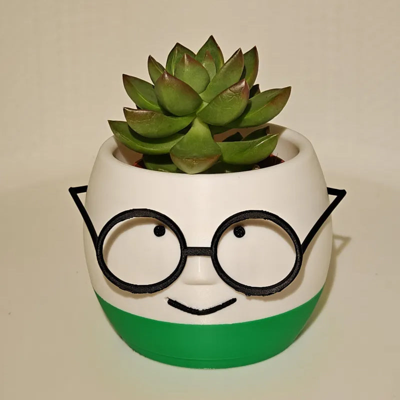 Simple and adorable 3D printed glass flower pots—use them to decorate your home! White and red, single piece.