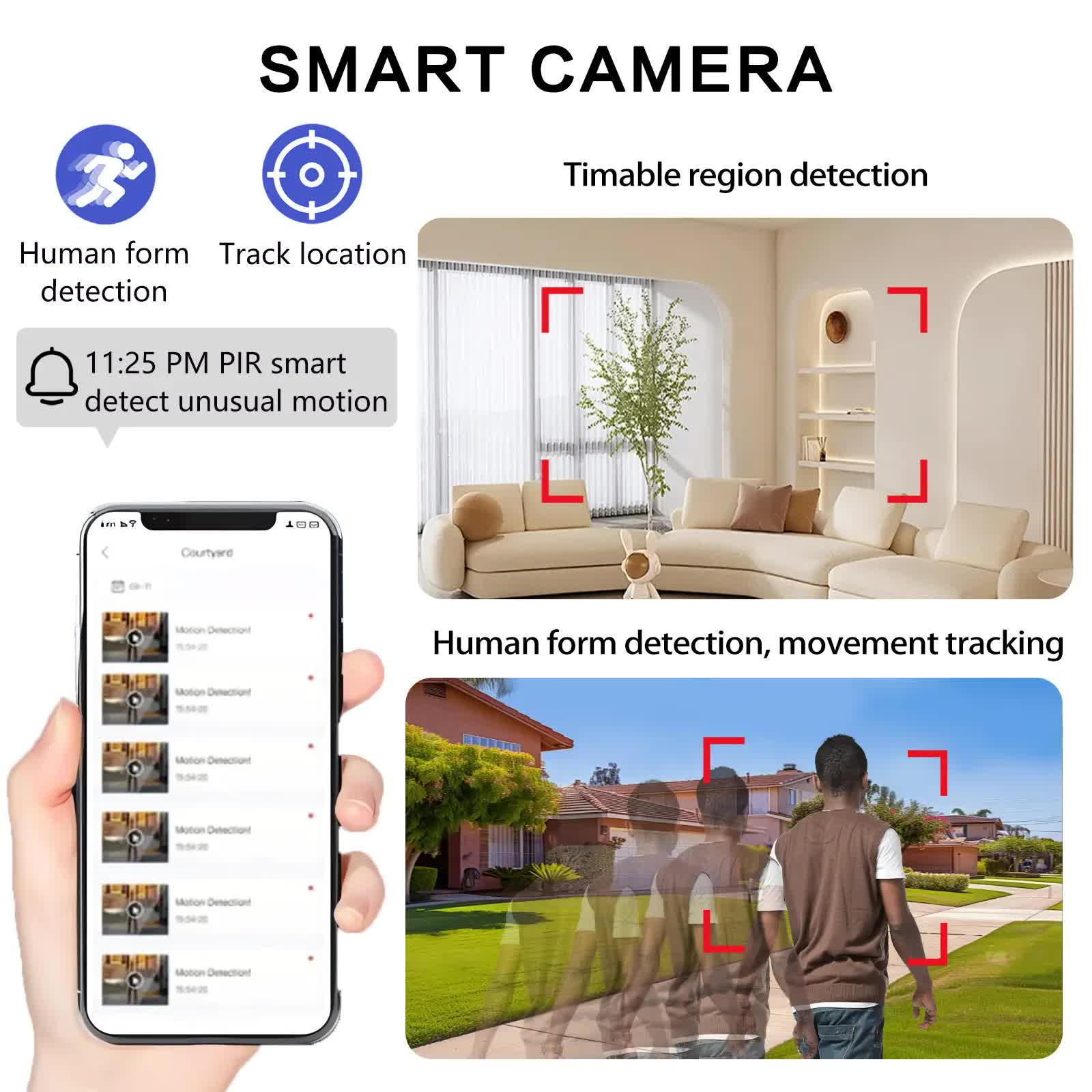 3MPSecurity Cameras for Home, 2.4G Wifi House Surveillance Cameras with Audio And Video, Security Cameras Wireless Outdoor with PTZ And Motion Detection, Wired Outdoor Security Camera Support Color Night Vision, SD Card Video Recording