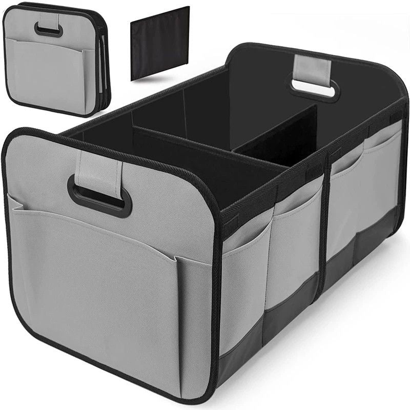 1 Car Trunk Organizer, Automotive Storage, Reinforced Handle, Foldable Multi-Compartment Car Organizer, 600D Oxford Fabric, Suitable for Any Car, SUV, Minivan, Vehicle Storage.BLACK