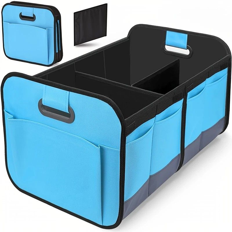 1 Car Trunk Organizer, Automotive Storage, Reinforced Handle, Foldable Multi-Compartment Car Organizer, 600D Oxford Fabric, Suitable for Any Car, SUV, Minivan, Vehicle Storage.BLACK