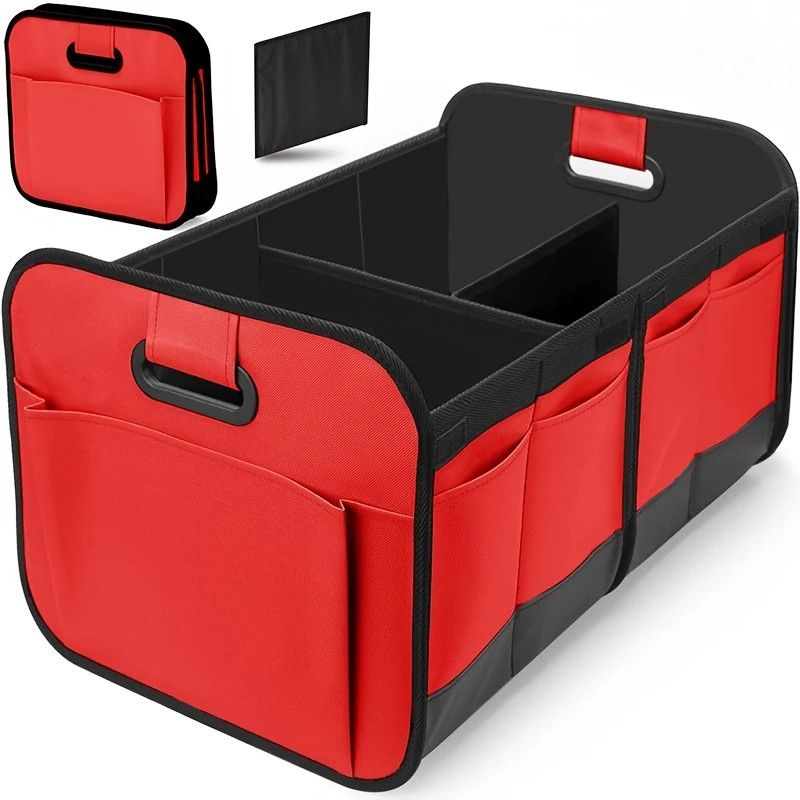 1 Car Trunk Organizer, Automotive Storage, Reinforced Handle, Foldable Multi-Compartment Car Organizer, 600D Oxford Fabric, Suitable for Any Car, SUV, Minivan, Vehicle Storage.BLACK