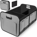 1 Car Trunk Organizer, Automotive Storage, Reinforced Handle, Foldable Multi-Compartment Car Organizer, 600D Oxford Fabric, Suitable for Any Car, SUV, Minivan, Vehicle Storage.GREY