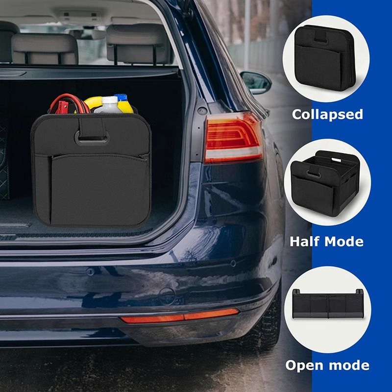 1 Car Trunk Organizer, Automotive Storage, Reinforced Handle, Foldable Multi-Compartment Car Organizer, 600D Oxford Fabric, Suitable for Any Car, SUV, Minivan, Vehicle Storage.GREY
