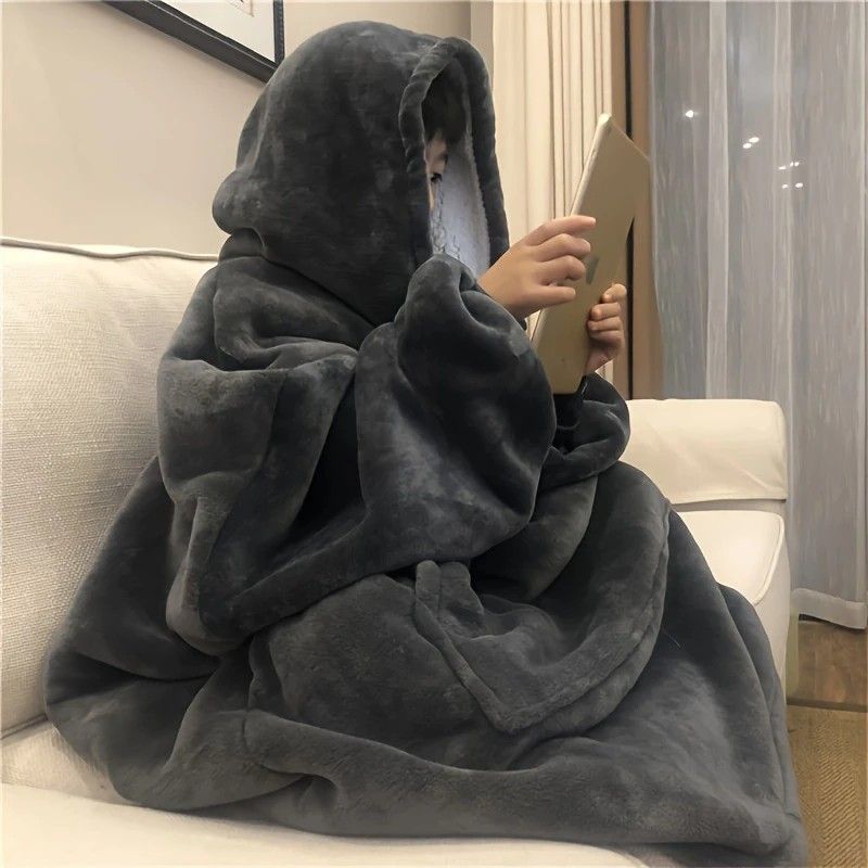 Ultra-Soft Fleece Wearable Blanket Hoodie, Unisex Hooded Large-Pocket Lazy Warm Home Wear(pink)