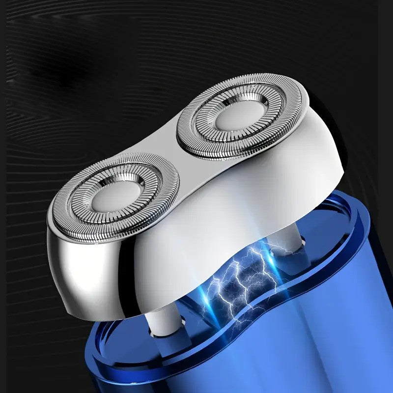 Green Men's Mini Electric Shaver, with USB-C Fast Charging, detachable dual-head system, portable design ideal for travel and business trips.