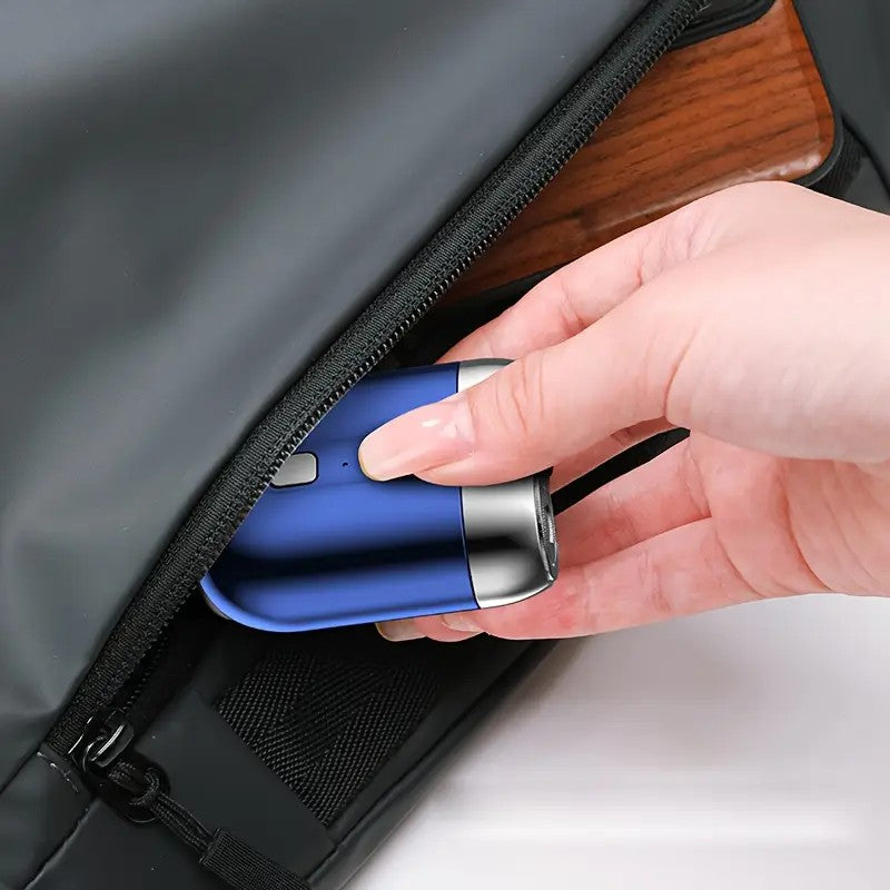 Green Men's Mini Electric Shaver, with USB-C Fast Charging, detachable dual-head system, portable design ideal for travel and business trips.