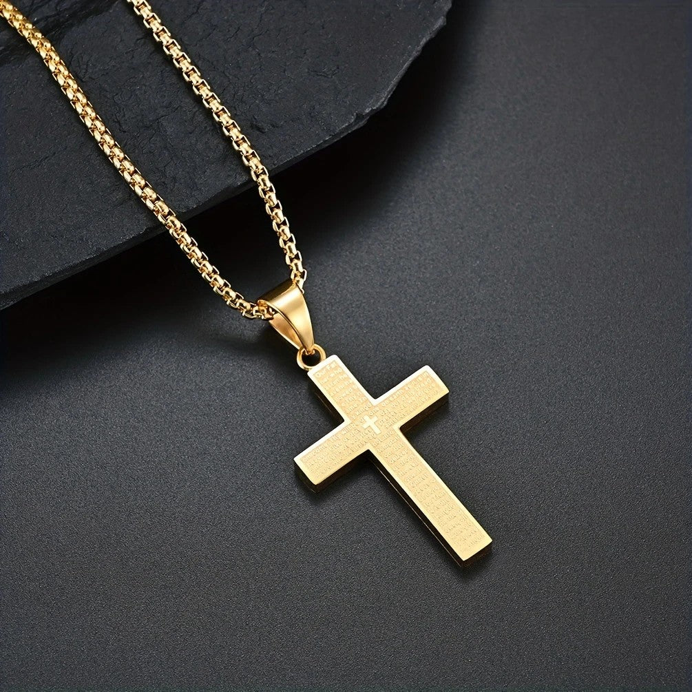 Titanium Steel Cross Necklace: Eternal Faith, Timeless Quality。Steel color