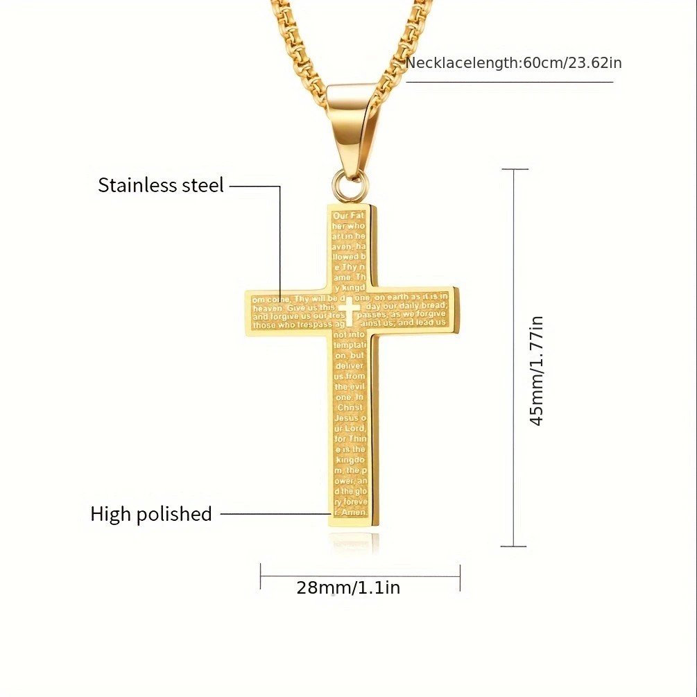 Titanium Steel Cross Necklace: Eternal Faith, Timeless Quality。Steel color