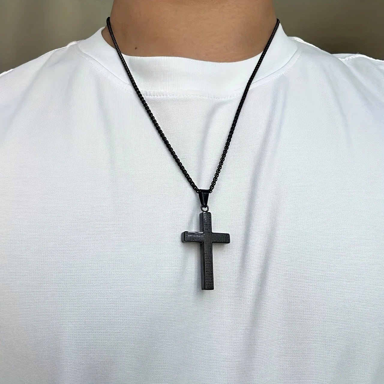 Titanium Steel Cross Necklace: Eternal Faith, Timeless Quality。Steel color
