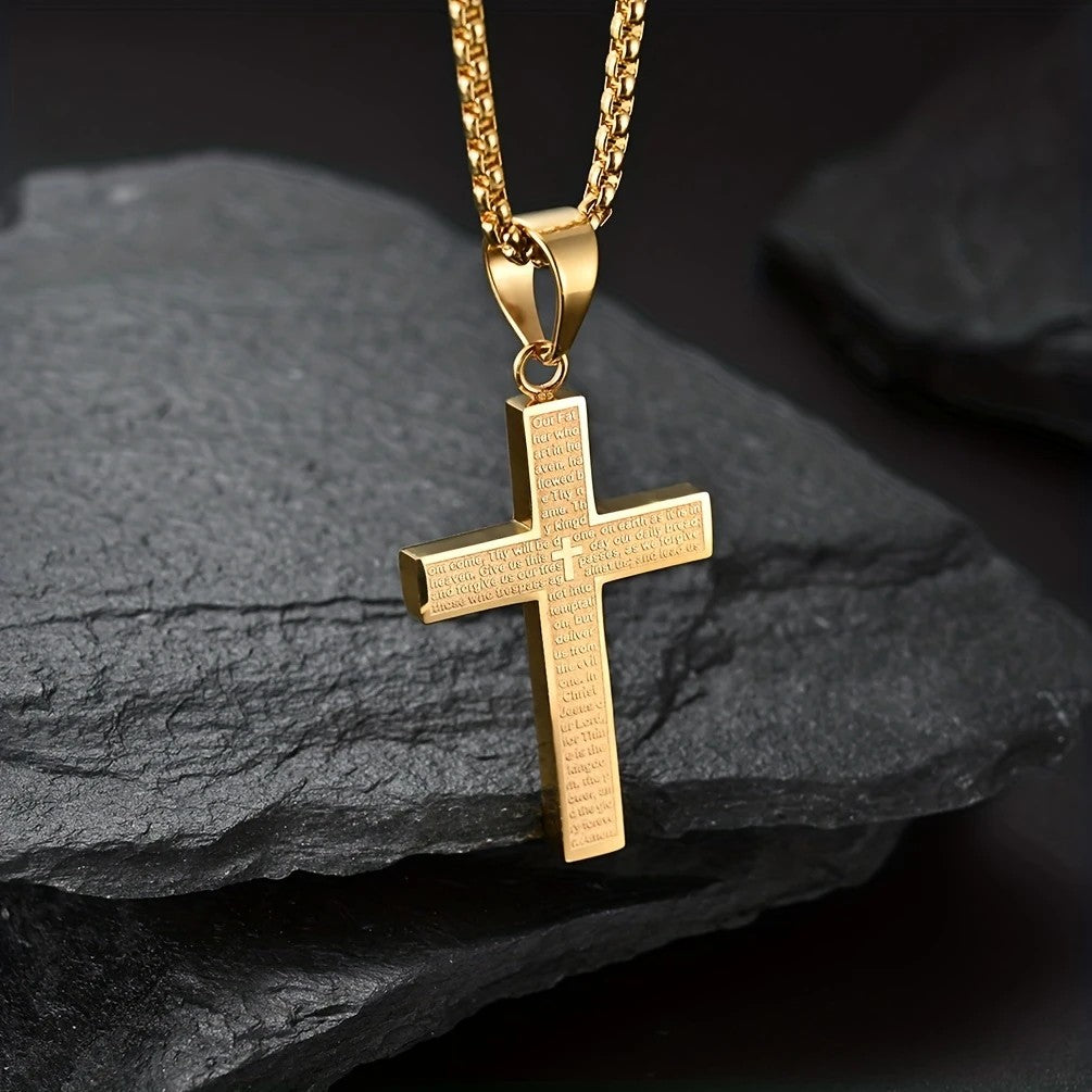 Titanium Steel Cross Necklace: Eternal Faith, Timeless Quality。Steel color