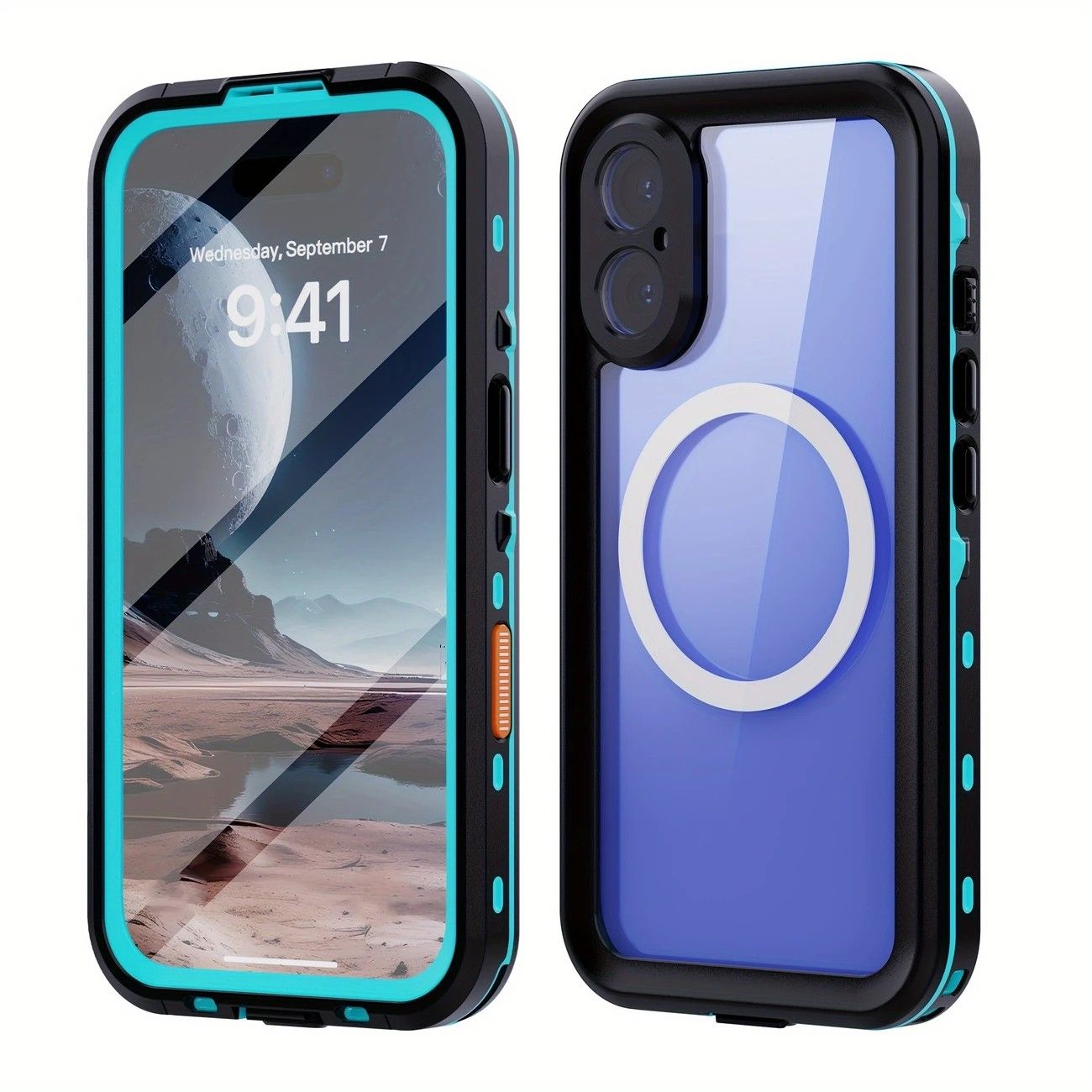 iPhone 16 Pro Max Waterproof Phone Case IP68 Drop Protection Snow Dust Resistant with Lanyard for Swimming Skiing Off Road Adventures(blue)