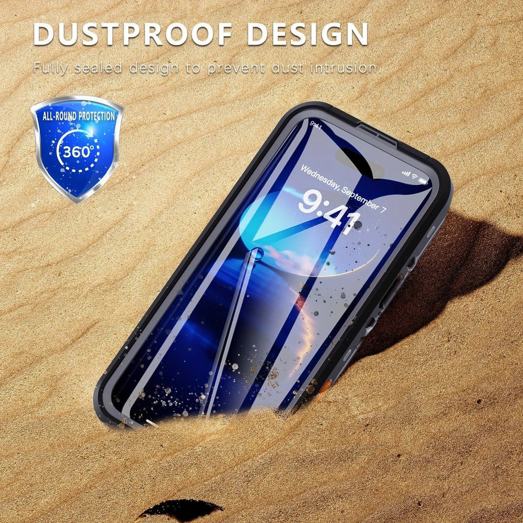 iPhone 16 Pro  Waterproof Phone Case IP68 Drop Protection Snow Dust Resistant with Lanyard for Swimming Skiing Off Road Adventures(black)