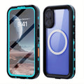 iPhone 16 Plus Waterproof Phone Case IP68 Drop Protection Snow Dust Resistant with Lanyard for Swimming Skiing Off Road Adventures(blue)