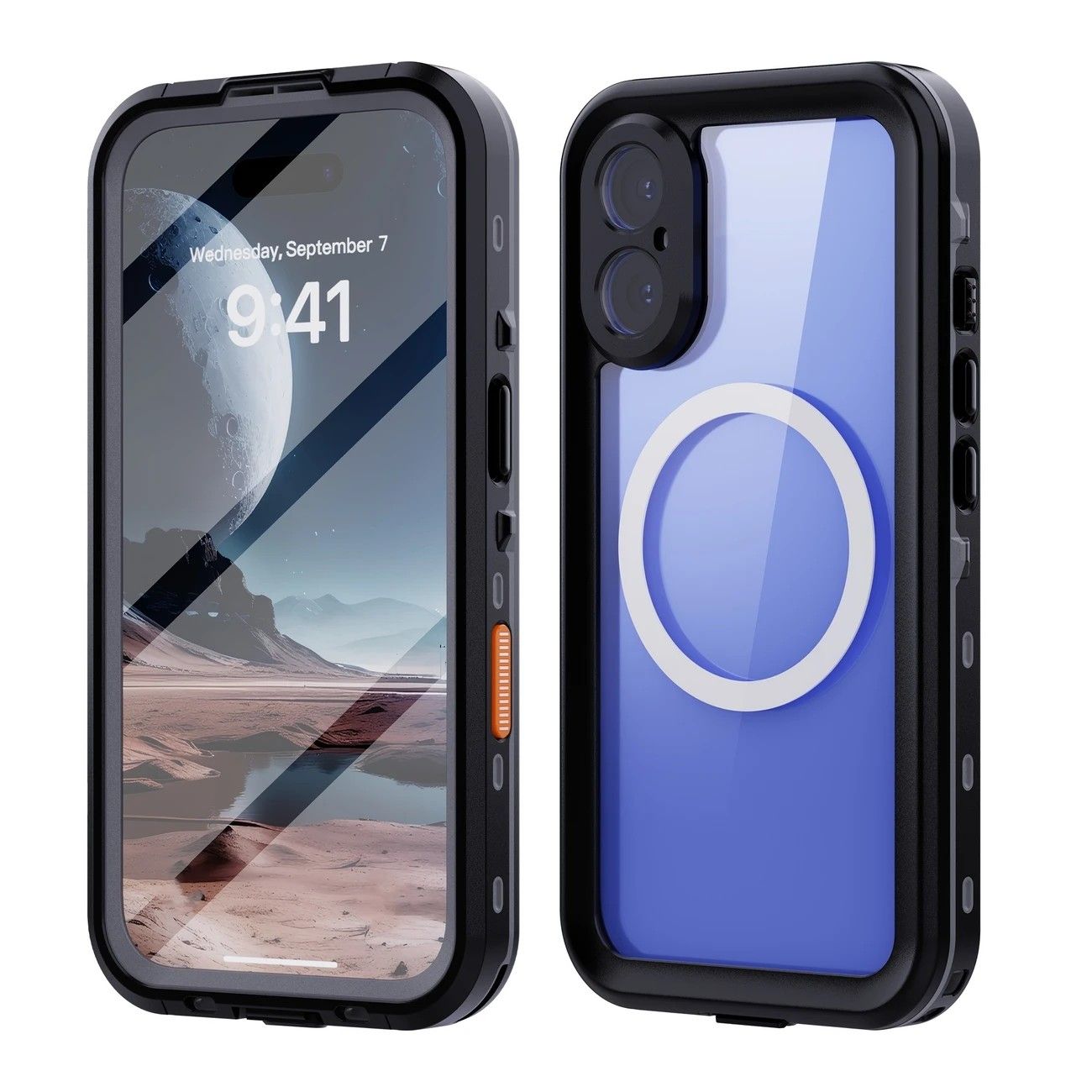 iPhone 16  Waterproof Phone Case IP68 Drop Protection Snow Dust Resistant with Lanyard for Swimming Skiing Off Road Adventures(black)