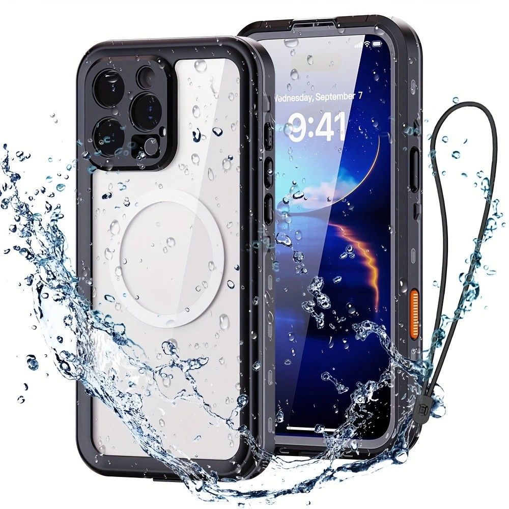 iPhone 16 Pro  Waterproof Phone Case IP68 Drop Protection Snow Dust Resistant with Lanyard for Swimming Skiing Off Road Adventures(blue)