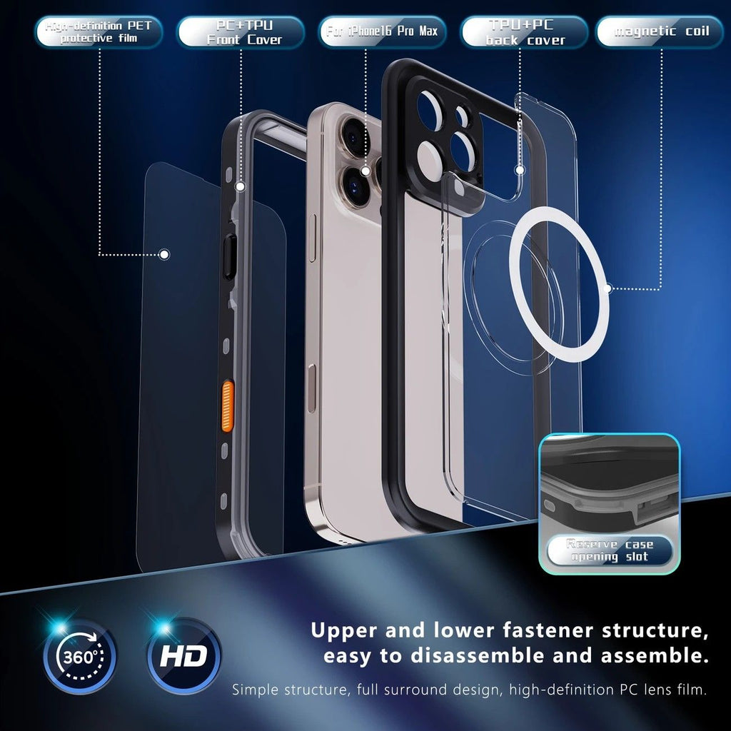 iPhone 16 Pro  Waterproof Phone Case IP68 Drop Protection Snow Dust Resistant with Lanyard for Swimming Skiing Off Road Adventures(blue)