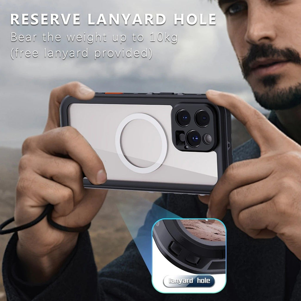 iPhone 16 Pro  Waterproof Phone Case IP68 Drop Protection Snow Dust Resistant with Lanyard for Swimming Skiing Off Road Adventures(blue)
