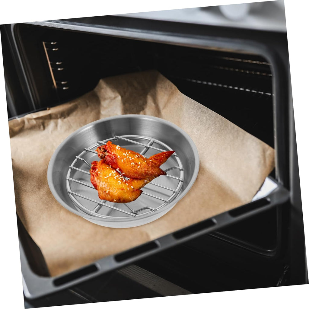 Baking tray for air fryer - Air fryer baking pan - Air fryer accessories - Baking tray with rack - Made of 304 stainless steel - 12 cm