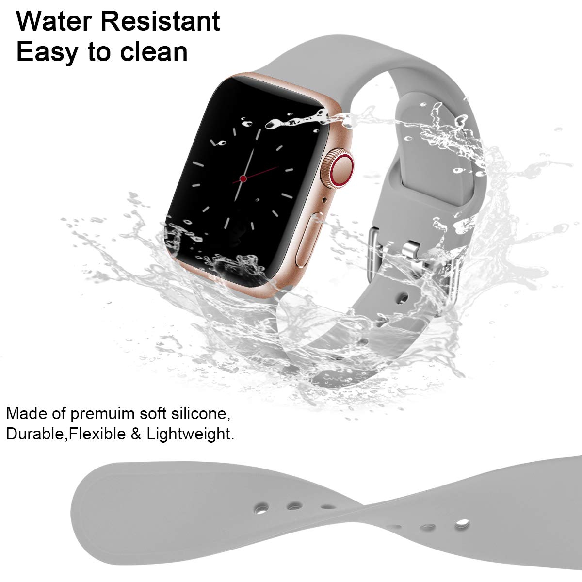 3-pack straps compatible with Apple Watch bracelet iWatch Series 8 7 6 5 4 3 Ultra SE(2/1), 42mm/44mm/45mm-S, Black/White/Gray