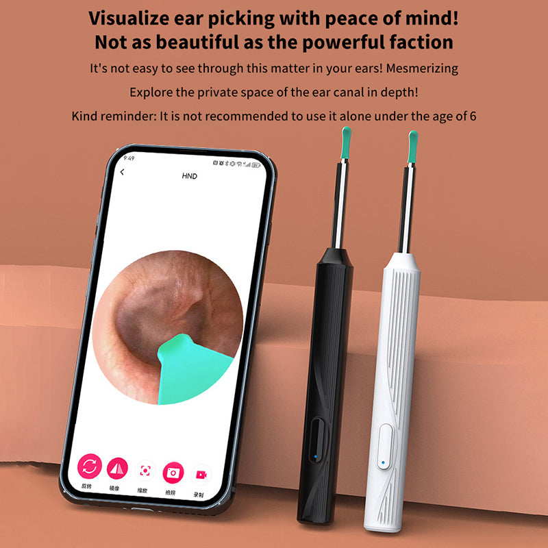 ST 1080P Wireless Ear Cleaning Otoscope Ear Cleaning Tool Black 8 PCS Set