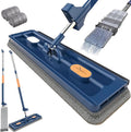 Large Flat Mop with 360° Rotatable Wringing Function, Microfiber Pads for Hardwood Blue + 2 rags